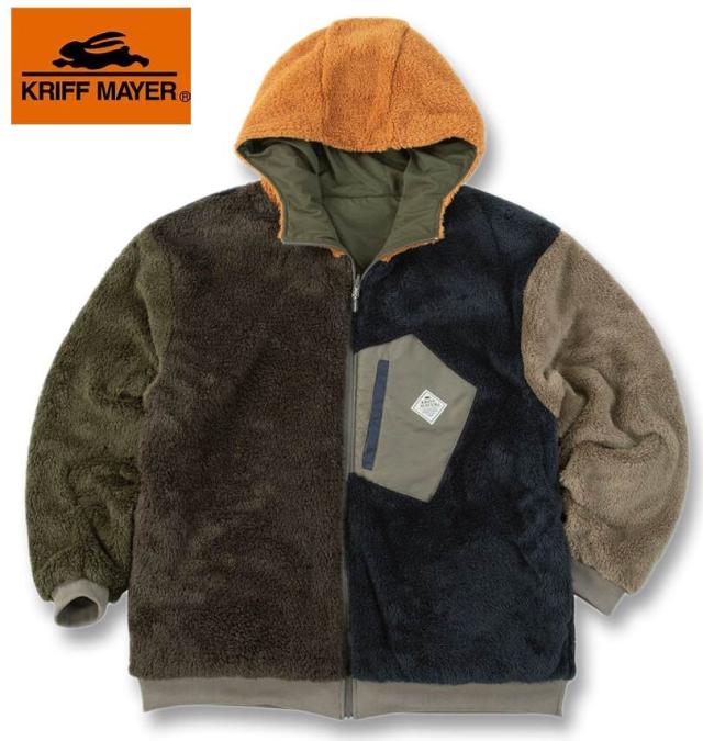 大きいサイズ KRIFF MAYER ひっくり フルジップ パーカージャケット カーキ 3L 4L 5L 6L 8L/1273-5340-1-158