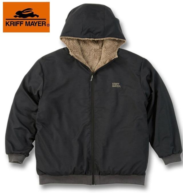 大きいサイズ KRIFF MAYER ひっくり フルジップ パーカージャケット ブラック 3L 4L 5L 6L 8L/1273-5340-2-158