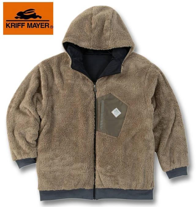 大きいサイズ KRIFF MAYER ひっくり フルジップ パーカージャケット ブラック 3L 4L 5L 6L 8L/1273-5340-2-158