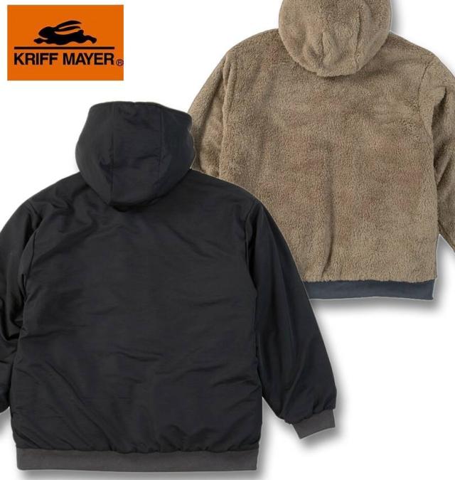 大きいサイズ KRIFF MAYER ひっくり フルジップ パーカージャケット ブラック 3L 4L 5L 6L 8L/1273-5340-2-158