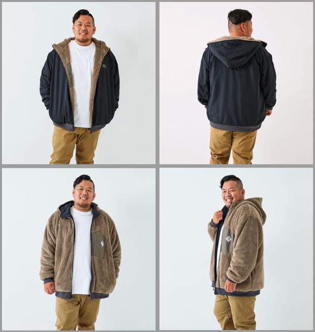 大きいサイズ KRIFF MAYER ひっくり フルジップ パーカージャケット ブラック 3L 4L 5L 6L 8L/1273-5340-2-158