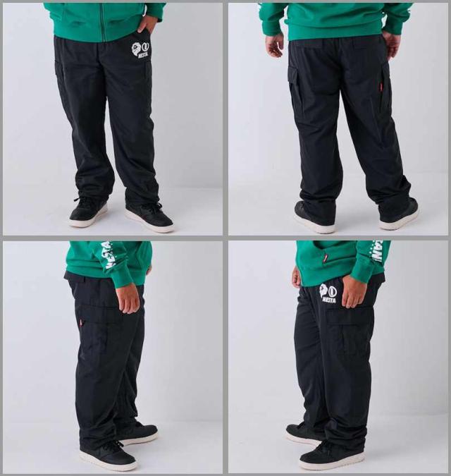 大きいサイズ NESTA BRAND 420T マイクロタフタ 裏メッシュ カーゴパンツ ブラック 3L 4L 5L 6L 8L/1274-4355-2-158