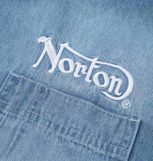 大きいサイズ Norton ノートン デニム 長袖 シャツ サンドネイビー 3L 4L 5L 6L 8L/1277-5350-1-158