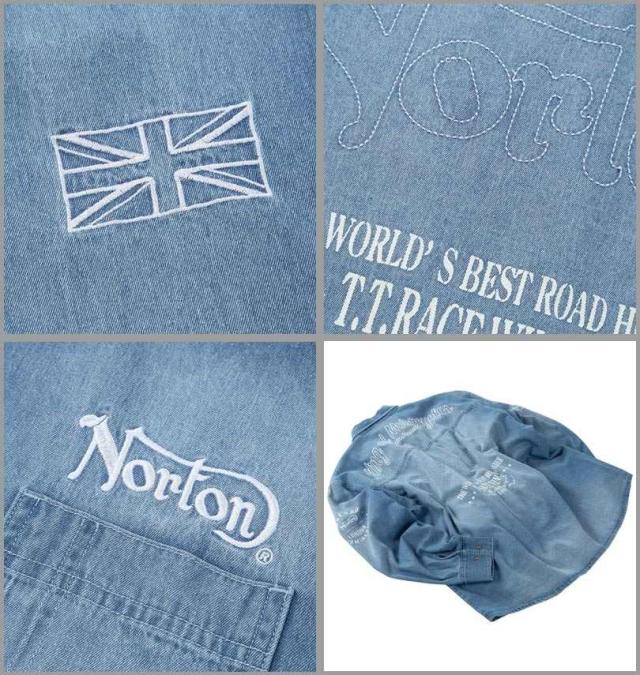 大きいサイズ Norton ノートン デニム 長袖 シャツ サンドネイビー 3L 4L 5L 6L 8L/1277-5350-1-158