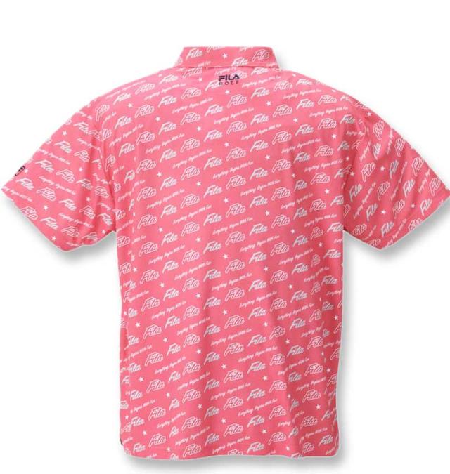 大きいサイズ FILA GOLF ロゴグラフィックプリントホリゾンタルカラー半袖シャツ ピンク 3L 4L 5L 6L/1278-3280-2-158_1