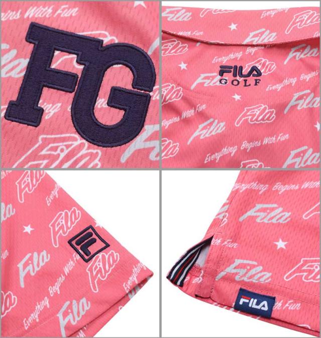 大きいサイズ FILA GOLF ロゴグラフィックプリントホリゾンタルカラー半袖シャツ ピンク 3L 4L 5L 6L/1278-3280-2-158_4