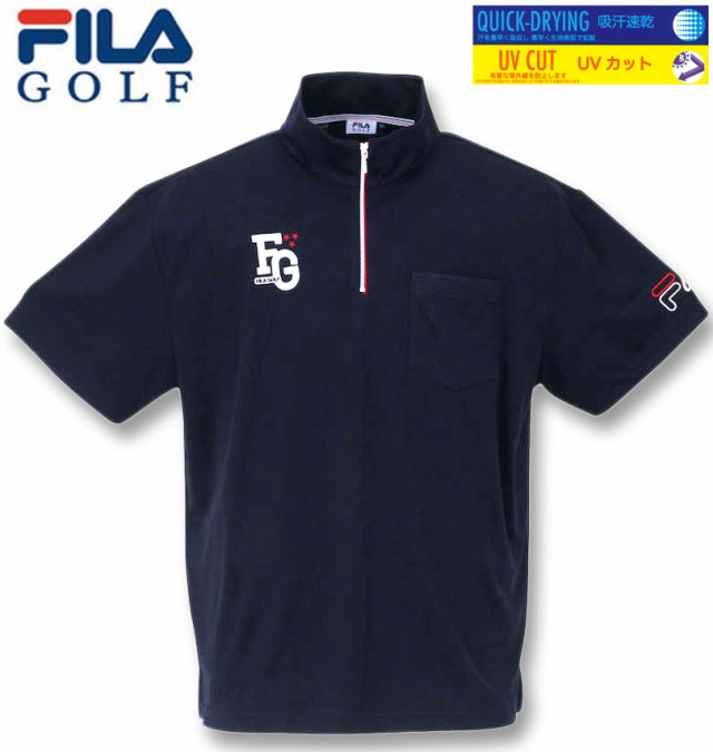 大きいサイズ FILA GOLF ジャガードハーフジップ半袖シャツ ネイビー 3L 4L 5L 6L/1278-3281-1-158