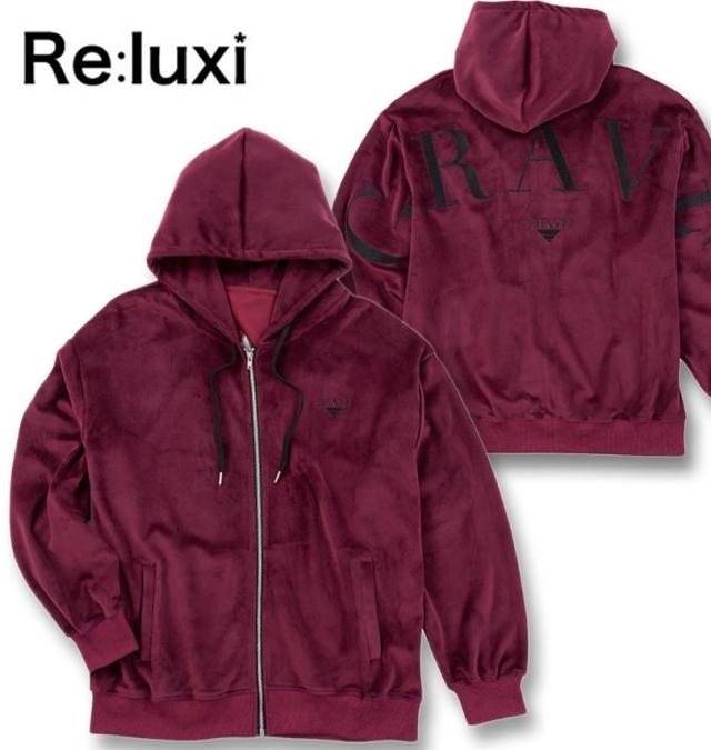 大きいサイズ Re:luxi ベロア フルジップパーカー ワイン 3L 4L 5L 6L/1278-4387-1-158