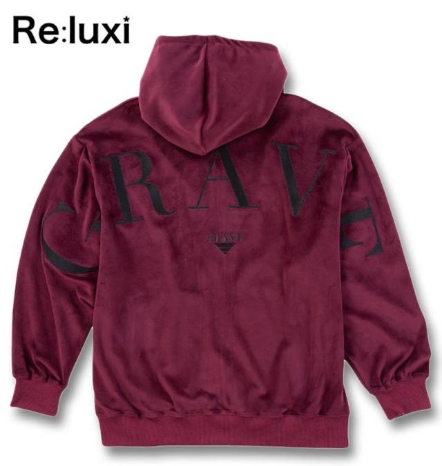 大きいサイズ Re:luxi ベロア フルジップパーカー ワイン 3L 4L 5L 6L/1278-4387-1-158