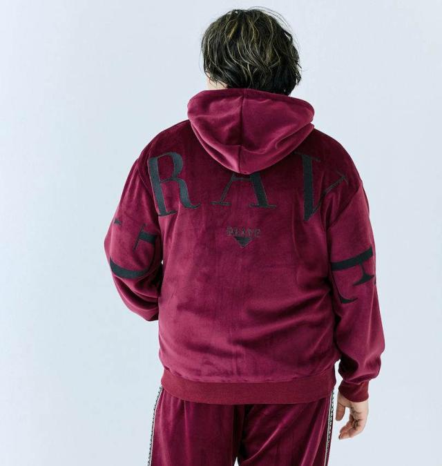 大きいサイズ Re:luxi ベロア フルジップパーカー ワイン 3L 4L 5L 6L/1278-4387-1-158