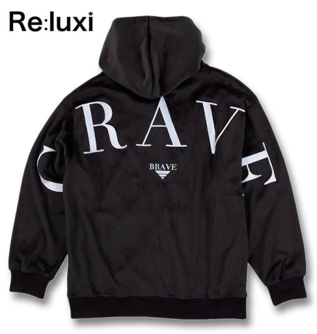 大きいサイズ Re:luxi ベロア フルジップパーカー ブラック 3L 4L 5L 6L/1278-4387-2-158