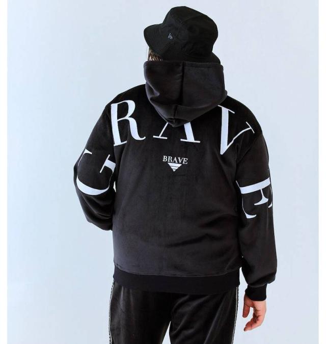 大きいサイズ Re:luxi ベロア フルジップパーカー ブラック 3L 4L 5L 6L/1278-4387-2-158