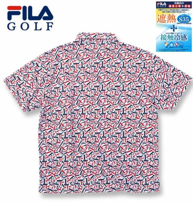 大きいサイズ FILA GOLF 遮熱 バーチカルメッシュ タイポプリント 半袖 シャツ トリコロール 3L 4L 5L 6L/1278-5222-1-158_1