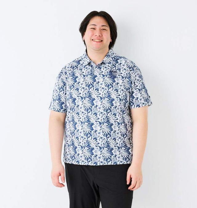 大きいサイズ FILA GOLF COOL AIR 遮熱 メッシュ ボタニカルプリント 半袖シャツ ネイビー 3L 4L 5L 6L/1278-5223-1-158_5