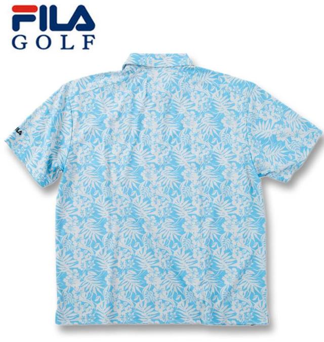 大きいサイズ FILA GOLF COOL AIR 遮熱 メッシュ ボタニカルプリント 半袖シャツ サックス 3L 4L 5L 6L/1278-5223-2-158_1
