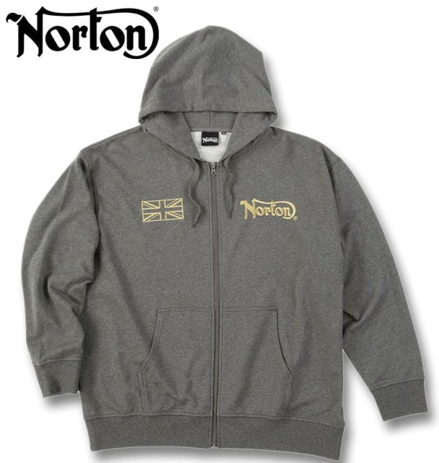 大きいサイズ Norton ノートン 裏毛 フルジップ パーカー ミックスチャコール 3L 4L 5L 6L 8L/1278-5326-1-158