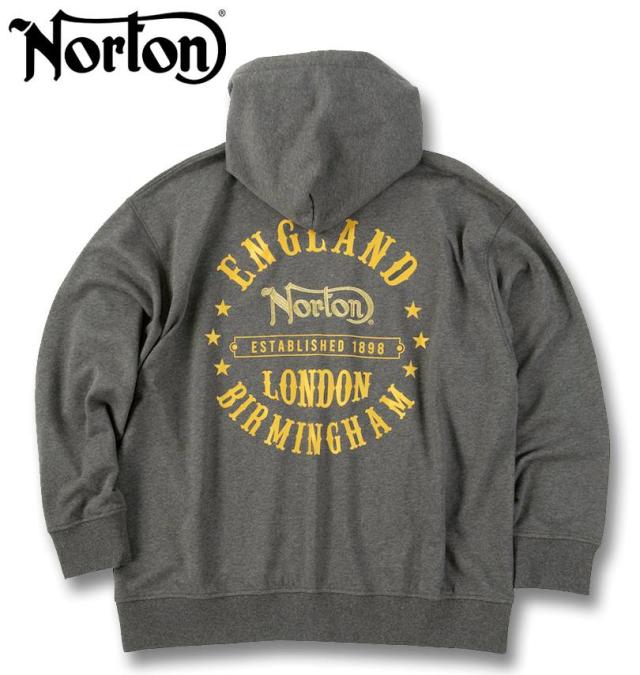 大きいサイズ Norton ノートン 裏毛 フルジップ パーカー ミックスチャコール 3L 4L 5L 6L 8L/1278-5326-1-158