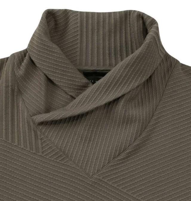 大きいサイズ TETE HOMME バイアスパネル柄 ボリュームネック 長袖 Tシャツ チャコール 3L 4L 5L 6L/1278-5646-3-158