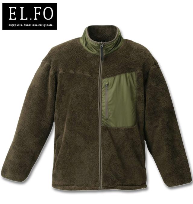 大きいサイズ EL.FO ボアフリースブルゾン カーキ 2L 3L 4L 5L 6L 8L/1273-1395-3-59の通販は 6,589円