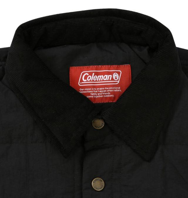 大きいサイズ Coleman キルト シャツジャケット ブラック 3L 4L 5L 6L/1273-5312-2-159