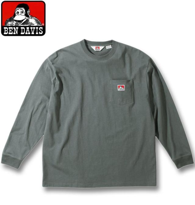 大きいサイズ BEN DAVIS ピスポケット付 長袖 Tシャツ グレー 3L 4L 5L 6L/1278-4680-3-59の通販は 6,490円
