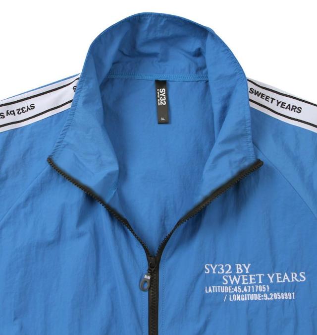 大きいサイズ SY32 by SWEET YEARS テープデザイン ナイロン ジャケット ブルー 3L 4L 5L 6L/1273-5100-1-160