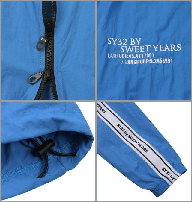 大きいサイズ SY32 by SWEET YEARS テープデザイン ナイロン ジャケット ブルー 3L 4L 5L 6L/1273-5100-1-160