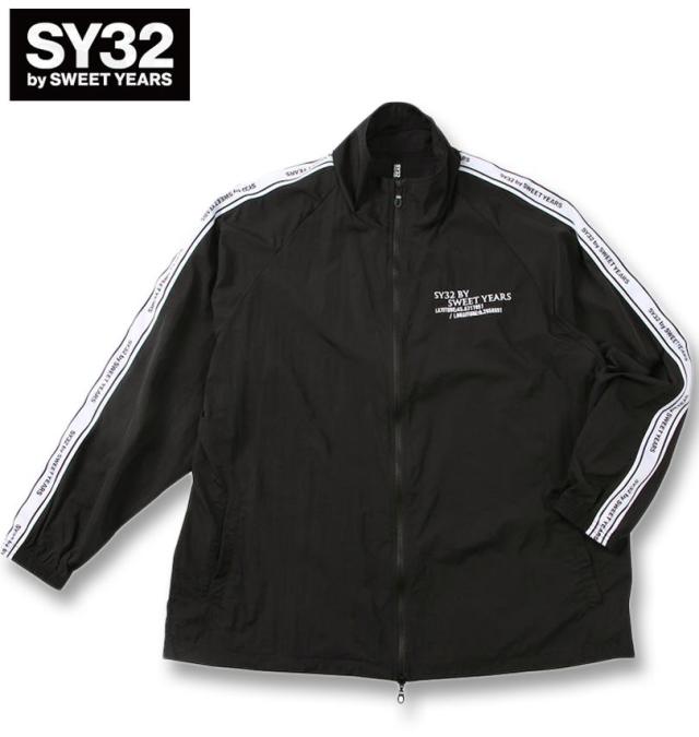 大きいサイズ SY32 by SWEET YEARS テープデザイン ナイロン ジャケット ブラック 3L 4L 5L 6L/1273-5100-2-160