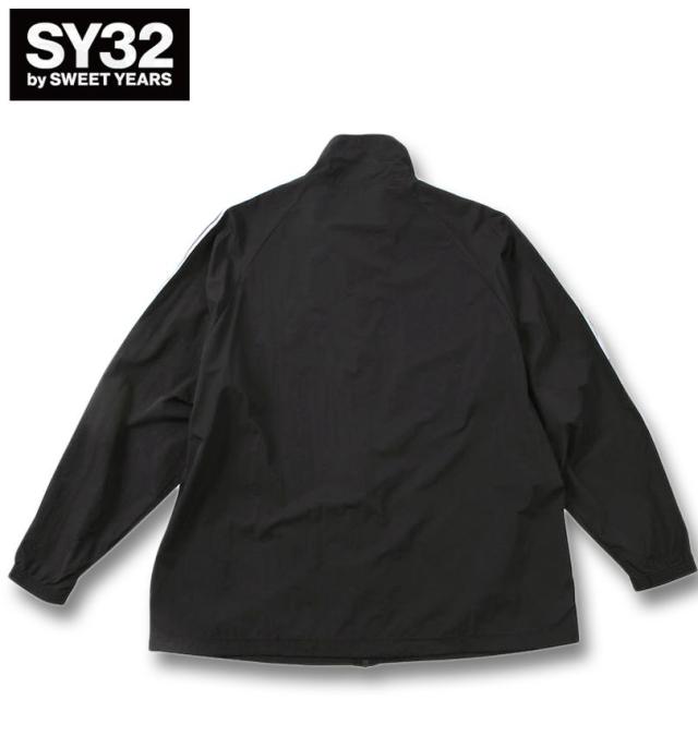 大きいサイズ SY32 by SWEET YEARS テープデザイン ナイロン ジャケット ブラック 3L 4L 5L 6L/1273-5100-2-160