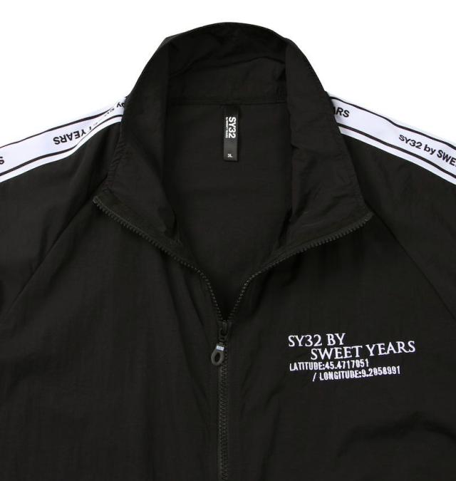 大きいサイズ SY32 by SWEET YEARS テープデザイン ナイロン ジャケット ブラック 3L 4L 5L 6L/1273-5100-2-160