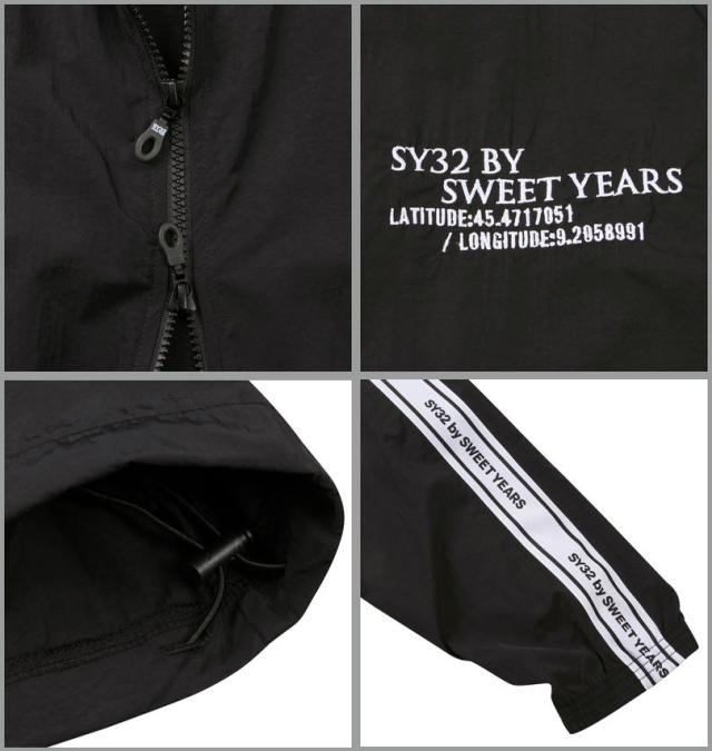 大きいサイズ SY32 by SWEET YEARS テープデザイン ナイロン ジャケット ブラック 3L 4L 5L 6L/1273-5100-2-160