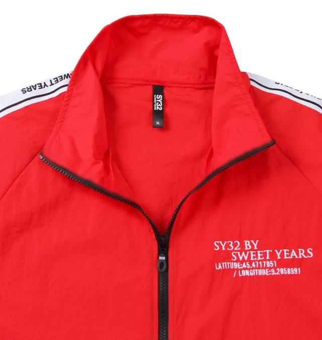 大きいサイズ SY32 by SWEET YEARS テープデザイン ナイロン ジャケット レッド 3L 4L 5L 6L/1273-5100-3-160
