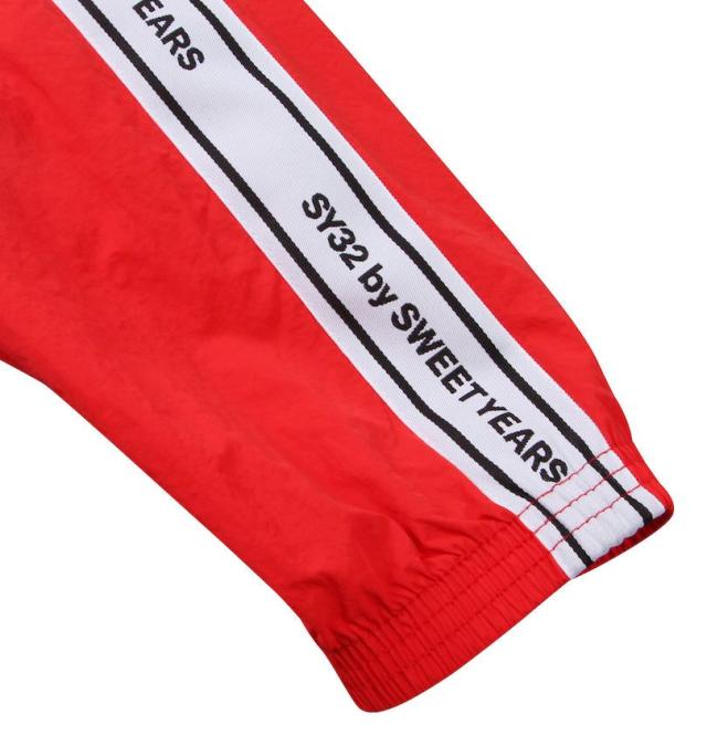 大きいサイズ SY32 by SWEET YEARS テープデザイン ナイロン ジャケット レッド 3L 4L 5L 6L/1273-5100-3-160