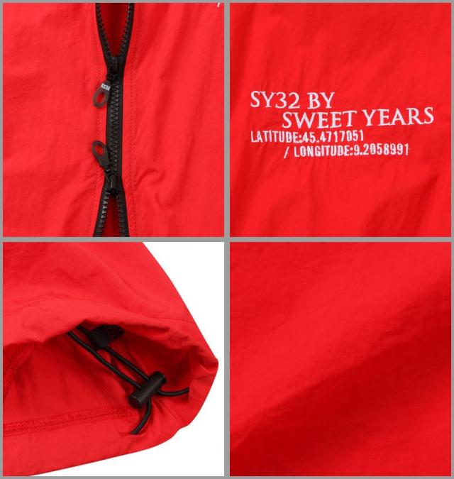 大きいサイズ SY32 by SWEET YEARS テープデザイン ナイロン ジャケット レッド 3L 4L 5L 6L/1273-5100-3-160