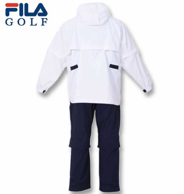 大きいサイズ FILA GOLF レインウェアセット ホワイト×ネイビー 3L 4L 