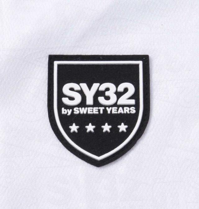 大きいサイズ SY32 by SWEET YEARS エンボスボックスロゴジップ半袖ポロシャツ ホワイト 3L 4L 5L 6L/1278-3503-1-160