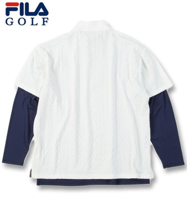 大きいサイズ FILA GOLF 3Dジャガード 半袖シャツ インナー セット ホワイト×ネイビー 3L 4L 5L 6L/1278-5300-1-160