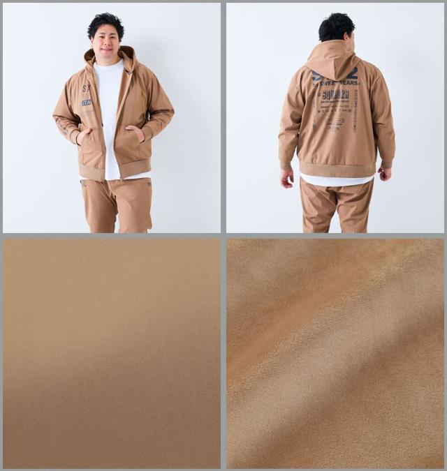 大きいサイズ SY32 by SWEET YEARS 3レイヤー フリース ライニング フルジップ パーカー ベージュ 3L 4L 5L 6L/1278-5605-1-260