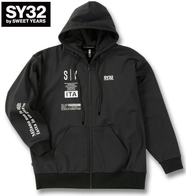 大きいサイズ SY32 by SWEET YEARS 3レイヤー フリース ライニング フルジップ パーカー ブラック 3L 4L 5L 6L/1278-5605-2-260