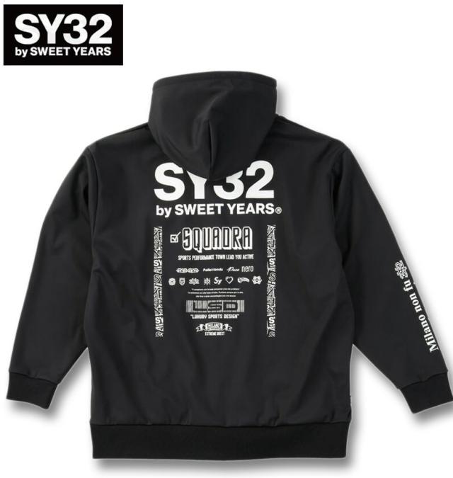 大きいサイズ SY32 by SWEET YEARS 3レイヤー フリース ライニング フルジップ パーカー ブラック 3L 4L 5L 6L/1278-5605-2-260