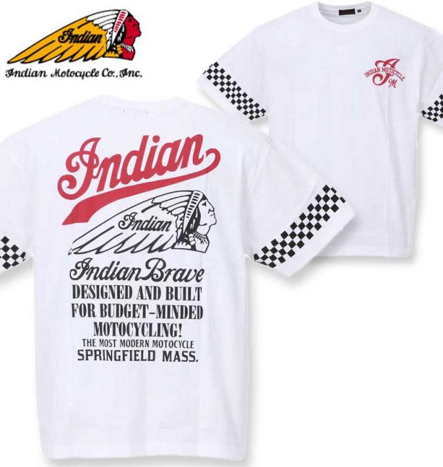 大きいサイズ INDIAN MOTOCYCLE 天竺プリント半袖Tシャツ オフホワイト 3L 4L 5L 6L 8L/1278-3235-1-63の通販は