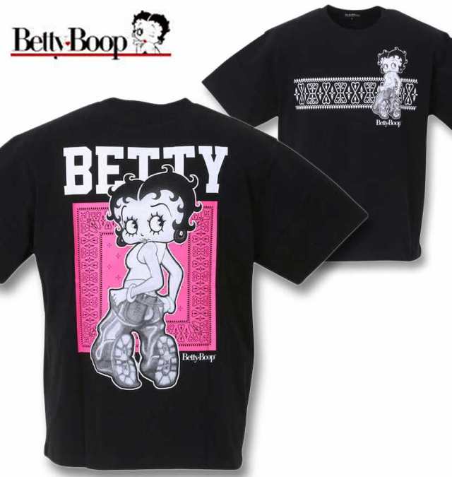 大きいサイズ BETTY BOOP 天竺プリント半袖Tシャツ ブラック 3L 4L 5L ...