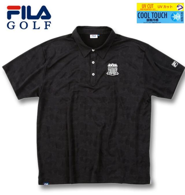 大きいサイズ FILA GOLF メッシュ カモフラ ジャガード 半袖 シャツ ブラック 3L 4L 5L 6L/1278-5221-2-165