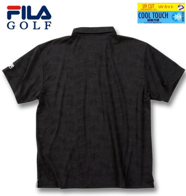大きいサイズ FILA GOLF メッシュ カモフラ ジャガード 半袖 シャツ ブラック 3L 4L 5L 6L/1278-5221-2-165