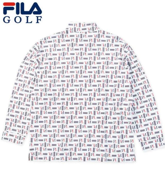 大きいサイズ FILA GOLF ハーフジップ 裏起毛 長袖 シャツ ホワイト 3L 4L 5L 6L/1278-5301-1-165