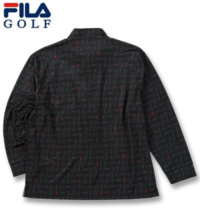 大きいサイズ FILA GOLF ハーフジップ 裏起毛 長袖 シャツ ブラック 3L 4L 5L 6L/1278-5301-2-165