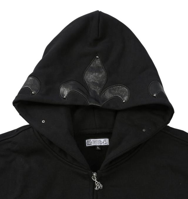 大きいサイズ GALFY 百合の紋章 フルジップ パーカー ブラック 3L 4L 5L 6L/1258-5371-2-168