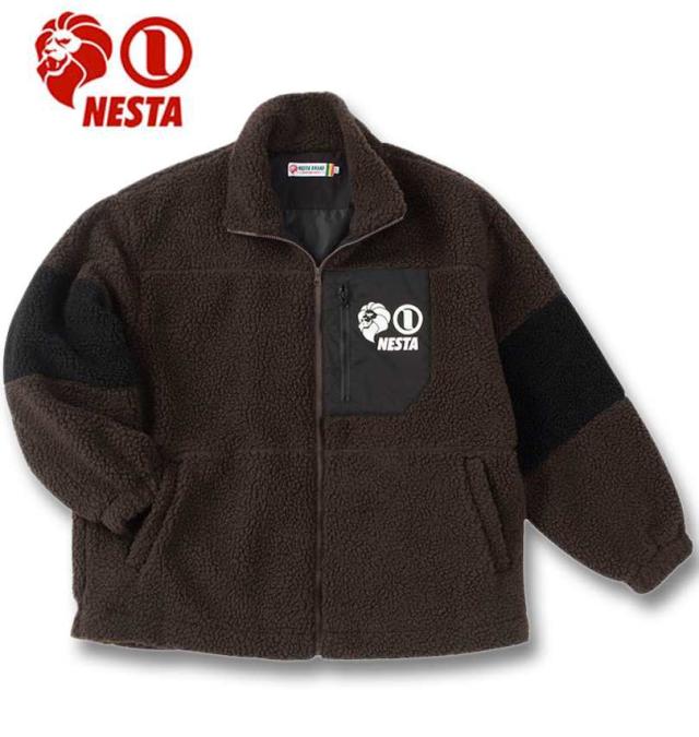大きいサイズ NESTA BRAND シープボア ジャケット ブラウン 3L 4L 5L 6L 8L/1273-4345-1-168