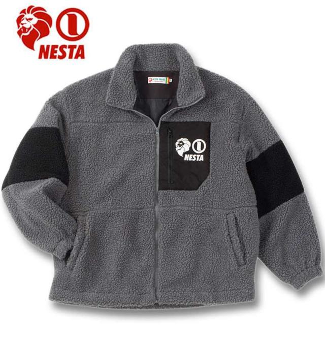 大きいサイズ NESTA BRAND シープボア ジャケット チャコール 3L 4L 5L 6L 8L/1273-4345-2-168