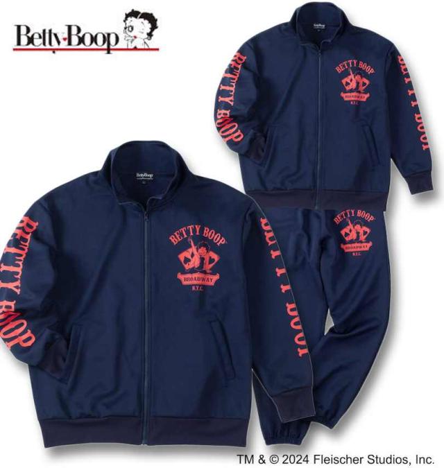 大きいサイズ BETTY BOOP プリント ジャージ 上下セット ネイビー 3L 4L 5L 6L/1278-4632-1-168